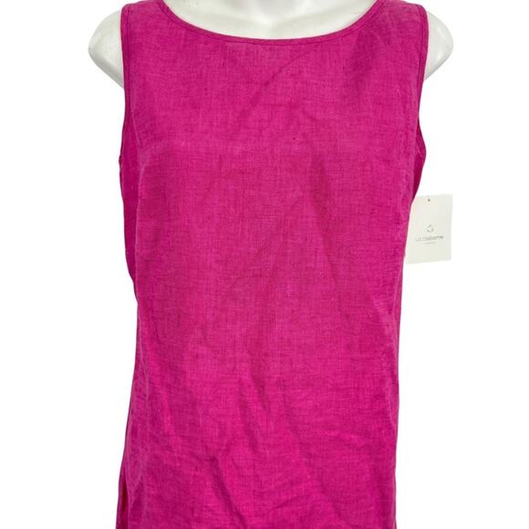 Liz Claiborne Sport 100% Linen Pink Sleeveless Maxi Dress Fringe Trim NWT sz 8 - Picture 7 of 16